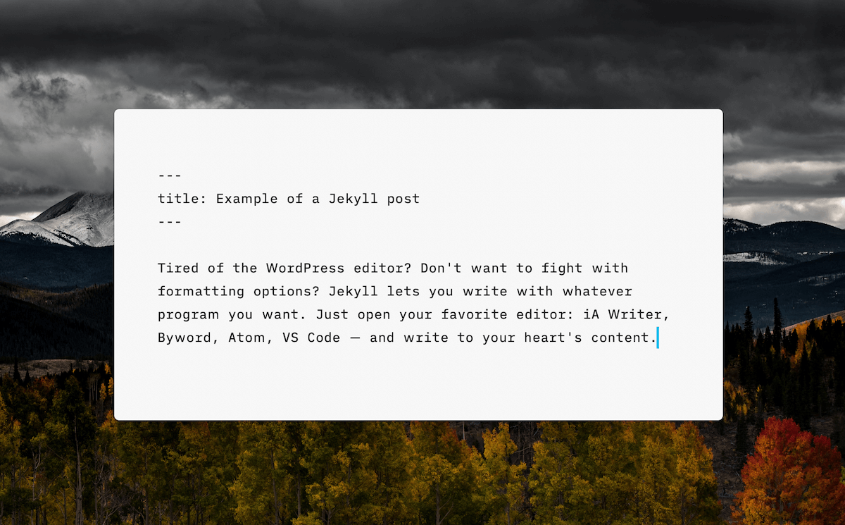 Writing a Jekyll post with iA Writer